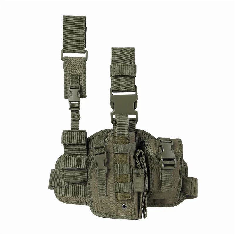Tactical Leg Gun Holster Outdoor Multi-function Camouflage Bag Tied Leg Pistol Protective Cover Phone Pocket Hunting Gear by DarkByteGear
