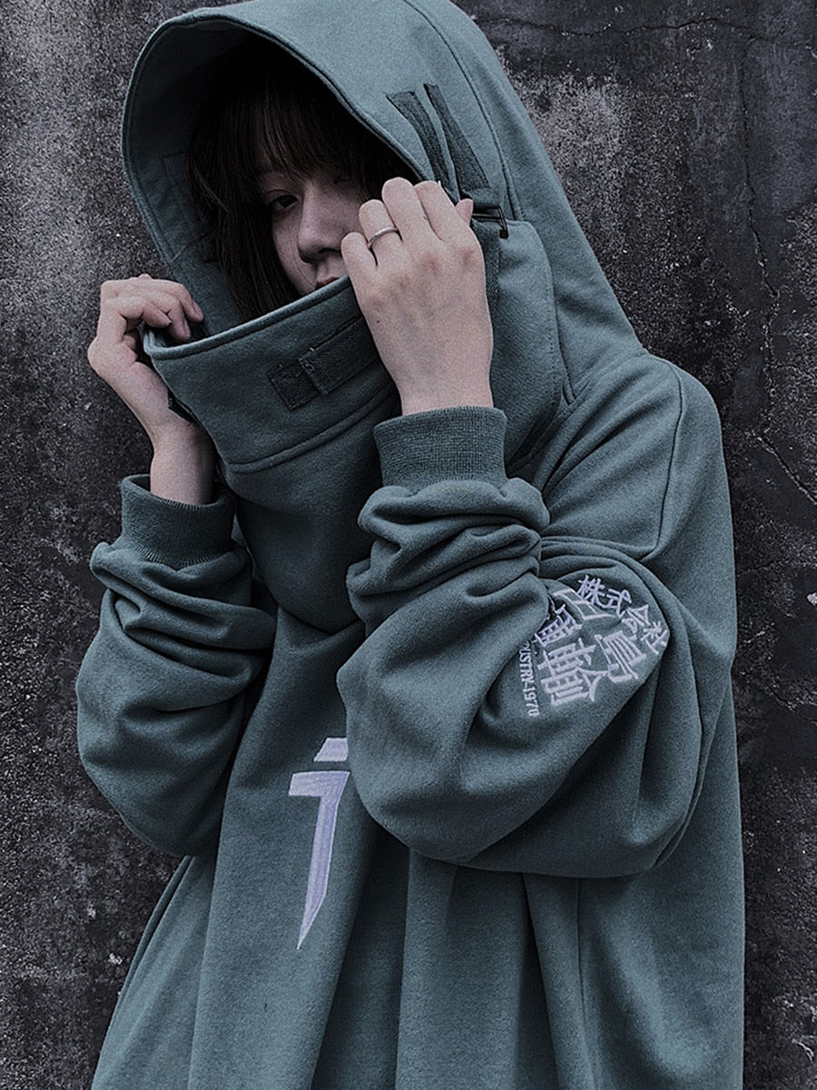 CyberSamurai Autumn Plush Streetwear Techwear Hoodie by DarkByteGear