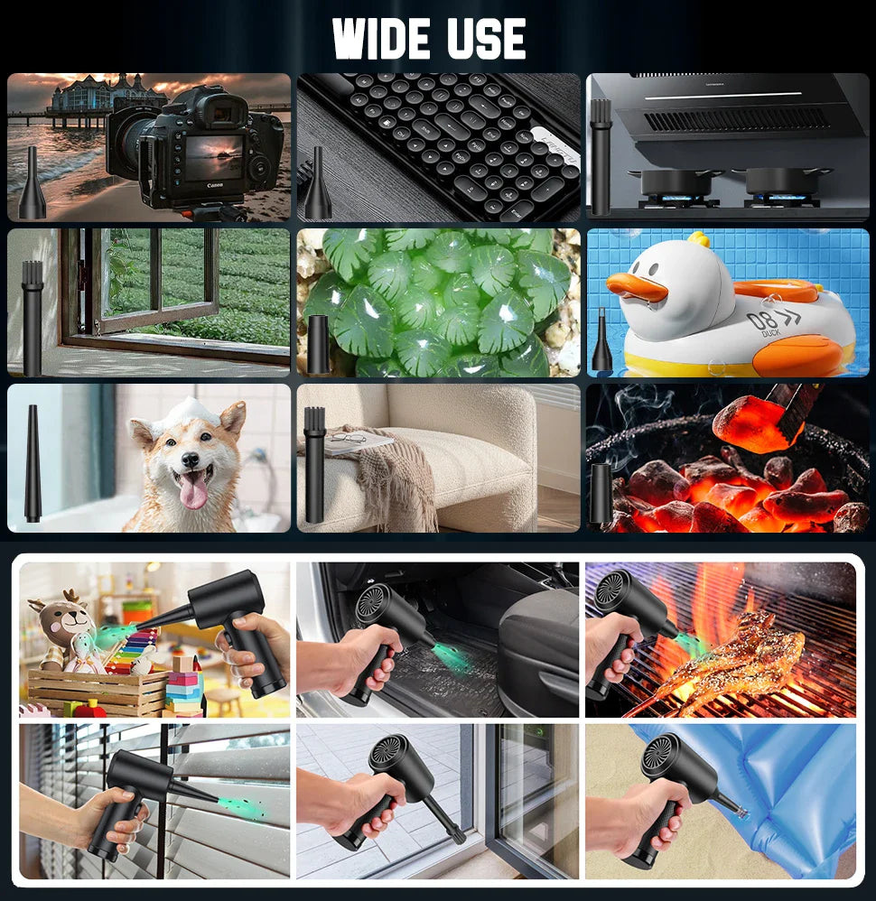 Compressed Air Duster Electric Rechargeable Cordless Air Blower Compressed Air For Cleaning Computer Keyboard Camera Car Home by DarkByteGear