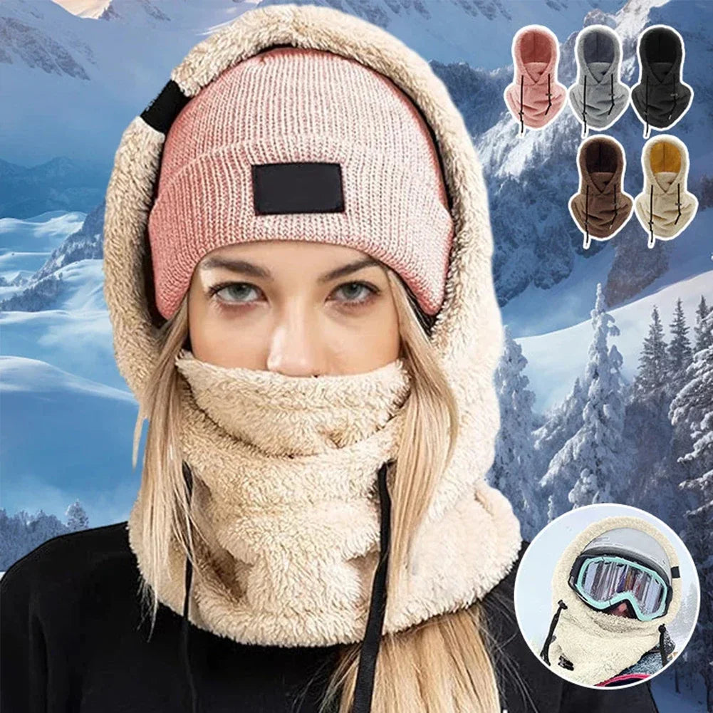 Thermal Sherpa Fleece Hood Ski Mask Winter Balaclava Cold Windproof Adjustable Women Plush Warm Hood Cover Hat Scarf Cycling Cap by DarkByteGear