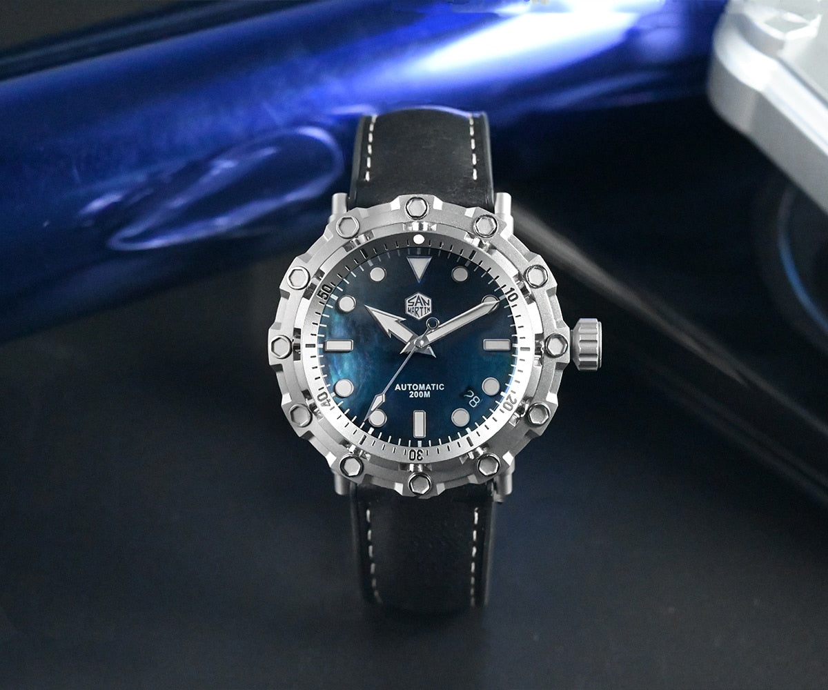 San Martin Luxury Watch Titanium MOP Dial Limited Edition by DarkByteGear