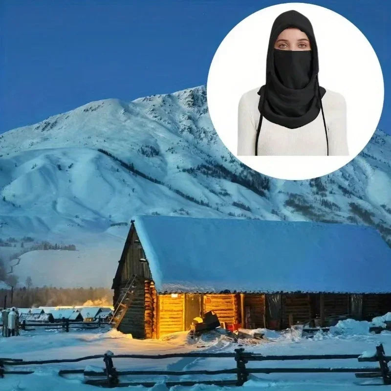 Winter Balaclava Hooded Scarf - Warm Neck Gaiter with Hood for Outdoor Activities, Cycling, Skiing - Black, Pink, Khaki by DarkByteGear