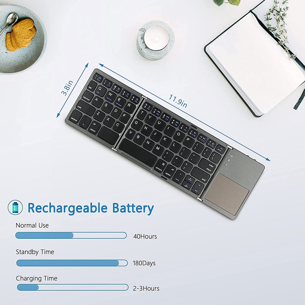 StealthFold Hacker-Grade Bluetooth Touchpad Keyboard by DarkByteGear