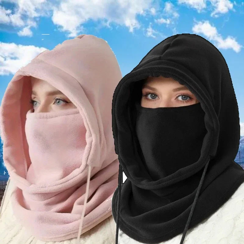 Winter Balaclava Hooded Scarf - Warm Neck Gaiter with Hood for Outdoor Activities, Cycling, Skiing - Black, Pink, Khaki by DarkByteGear