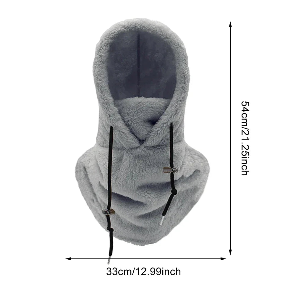 Thermal Sherpa Fleece Hood Ski Mask Winter Balaclava Cold Windproof Adjustable Women Plush Warm Hood Cover Hat Scarf Cycling Cap by DarkByteGear