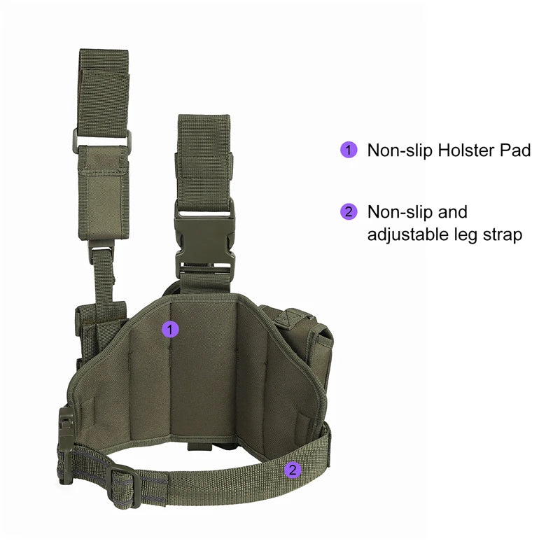Tactical Leg Gun Holster Outdoor Multi-function Camouflage Bag Tied Leg Pistol Protective Cover Phone Pocket Hunting Gear by DarkByteGear