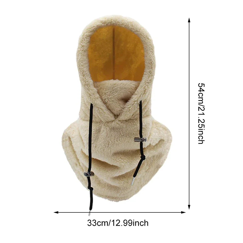 Thermal Sherpa Fleece Hood Ski Mask Winter Balaclava Cold Windproof Adjustable Women Plush Warm Hood Cover Hat Scarf Cycling Cap by DarkByteGear