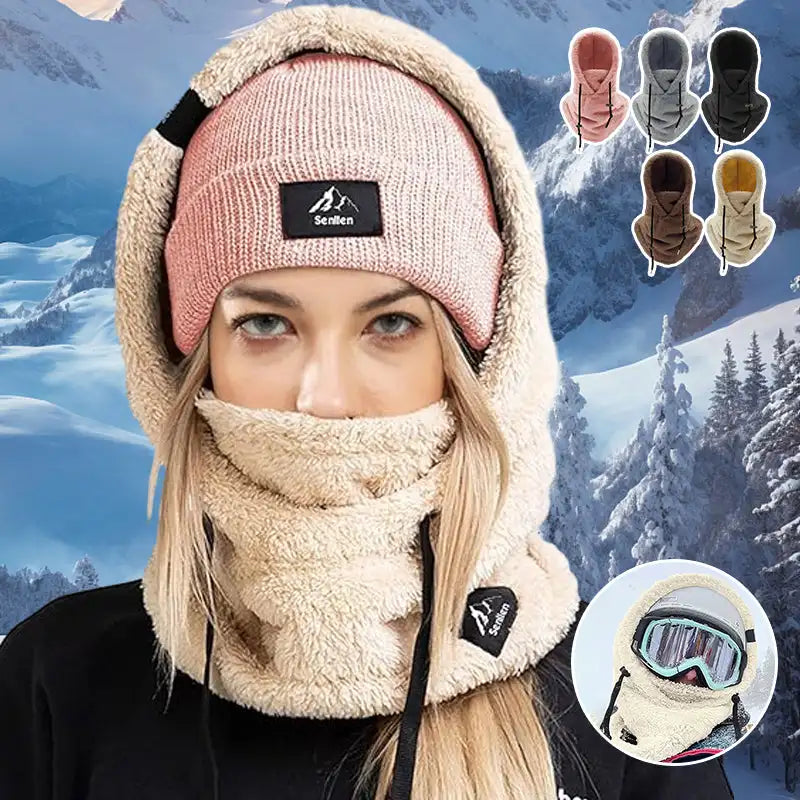 Thermal Sherpa Fleece Hood Ski Mask Winter Balaclava Cold Windproof Adjustable Women Plush Warm Hood Cover Hat Scarf Cycling Cap by DarkByteGear