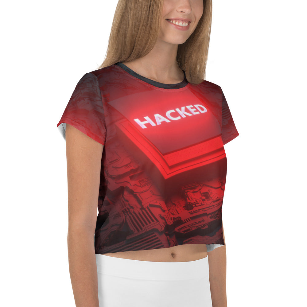 Hacked v2 - All-Over Print Crop Tee by DarkByteGear