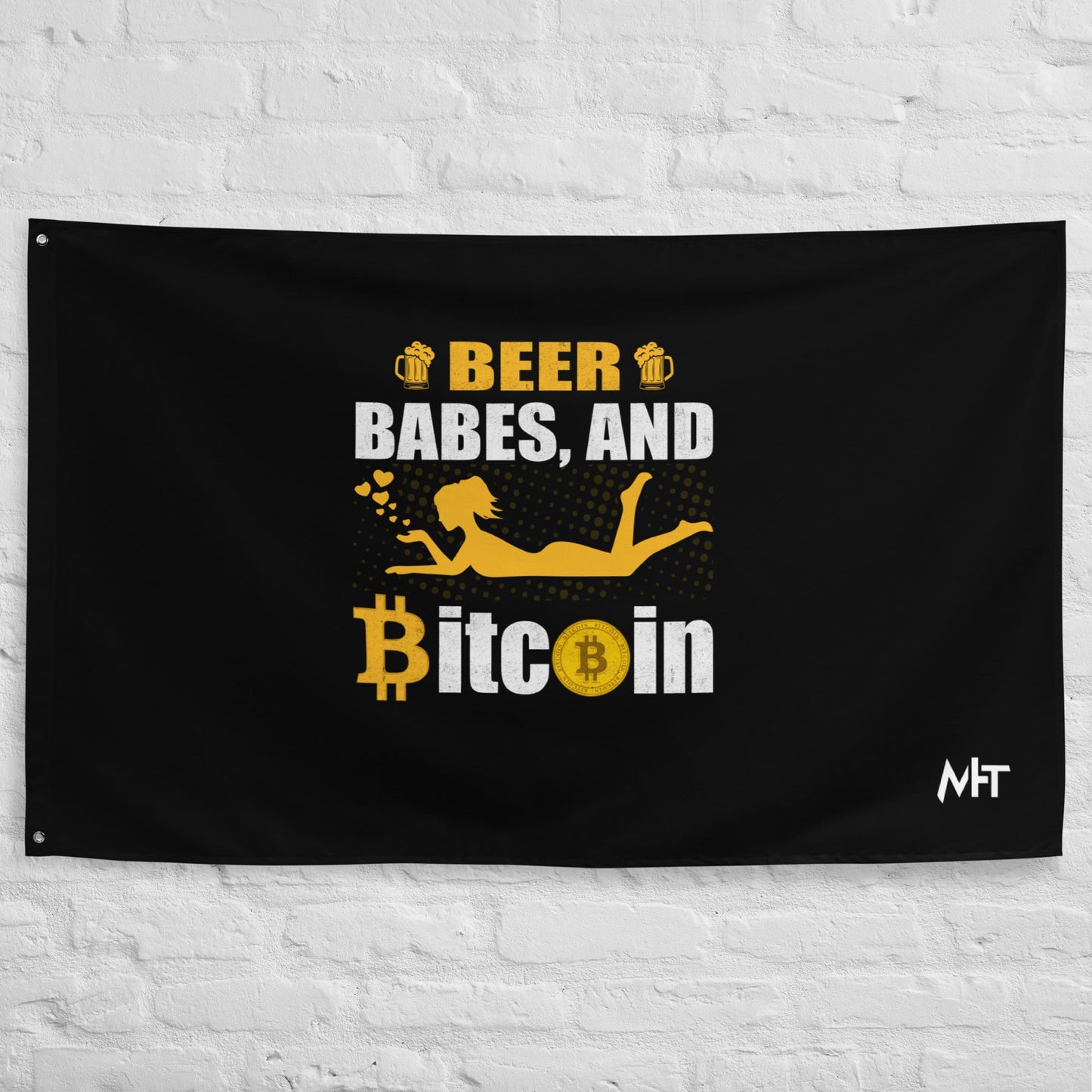 Beer, Babe and Bitcoin Flag by DarkByteGear