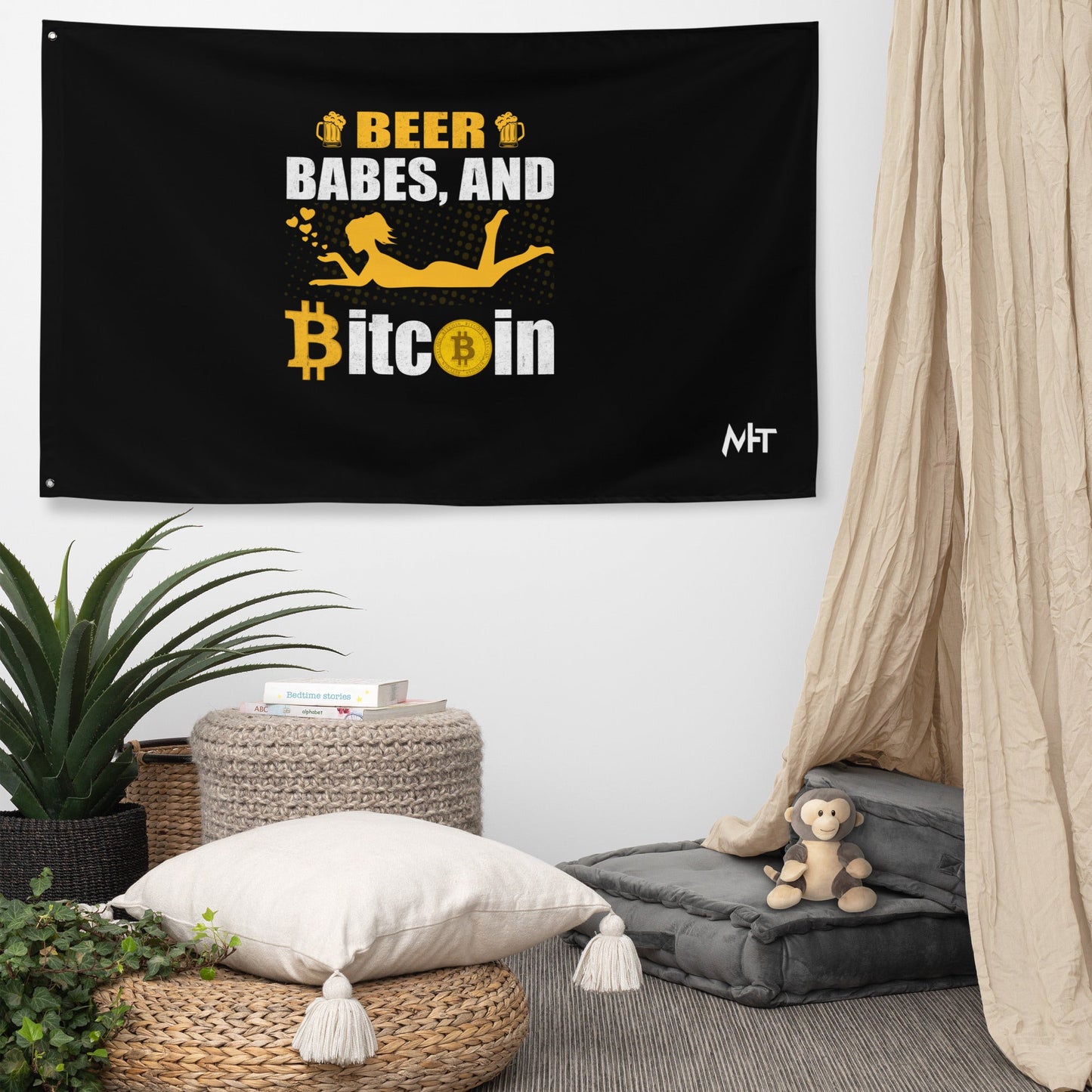 Beer, Babe and Bitcoin Flag by DarkByteGear