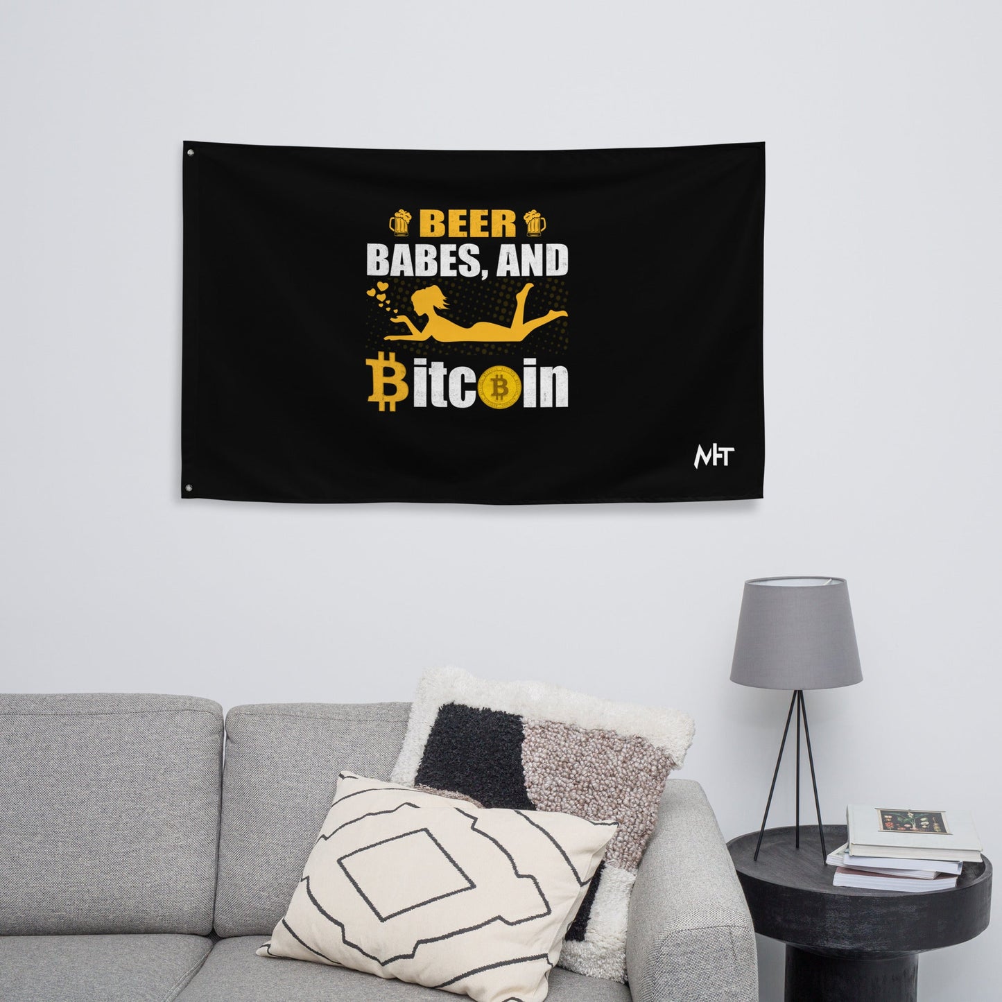 Beer, Babe and Bitcoin Flag by DarkByteGear
