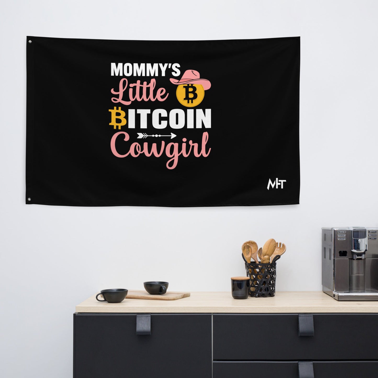 Mommy's Little Bitcoin Cowgirl - video game Flag by DarkByteGear