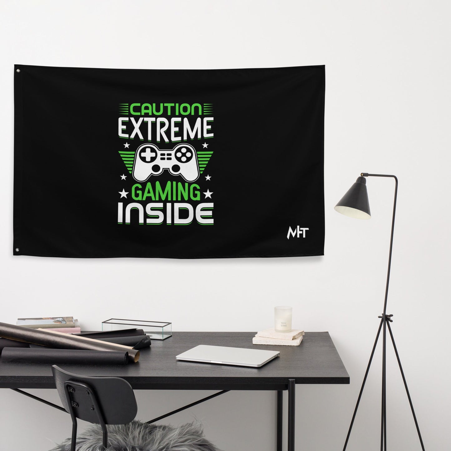 Caution extreme gaming inside - Flag by DarkByteGear