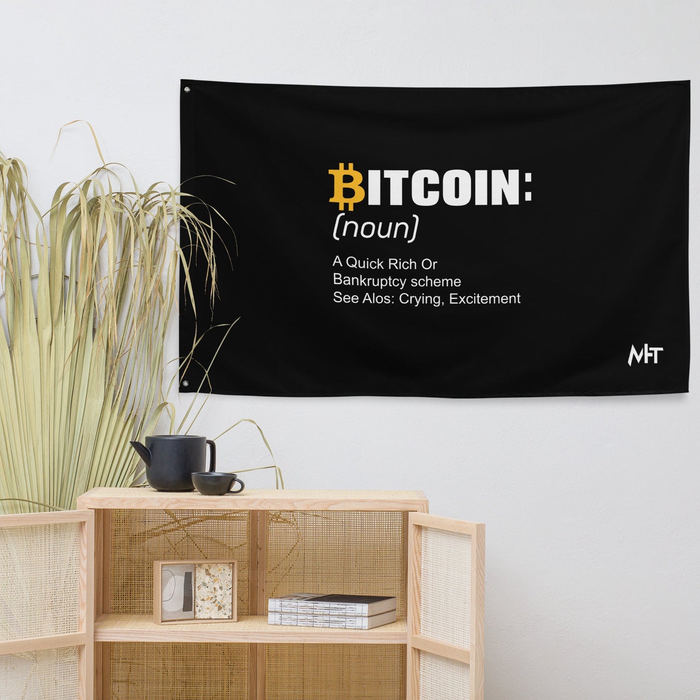 Bitcoin definition ( Yellow Cap B ) - Flag by DarkByteGear