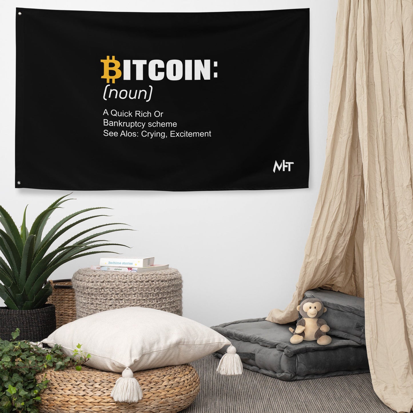 Bitcoin definition ( Yellow Cap B ) - Flag by DarkByteGear