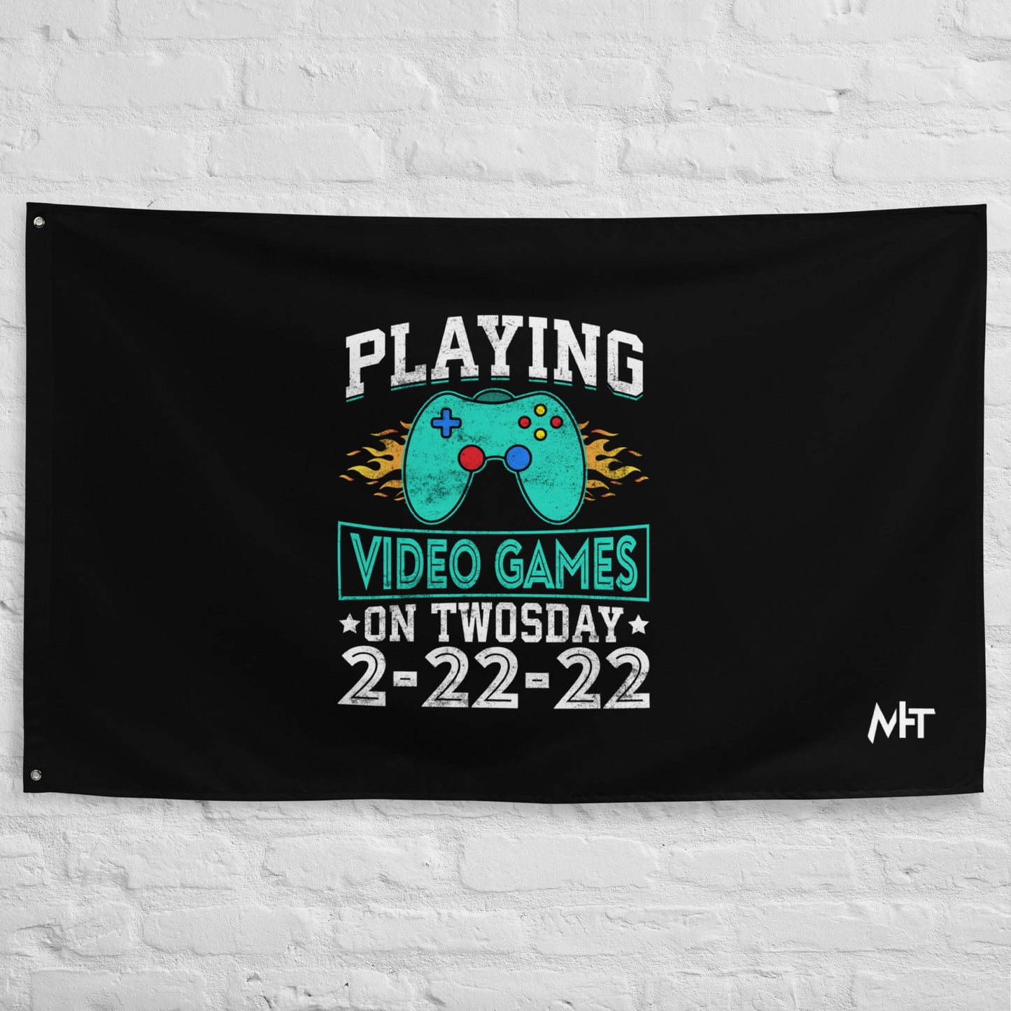 Playing Videogames on Twosday - Flag by DarkByteGear