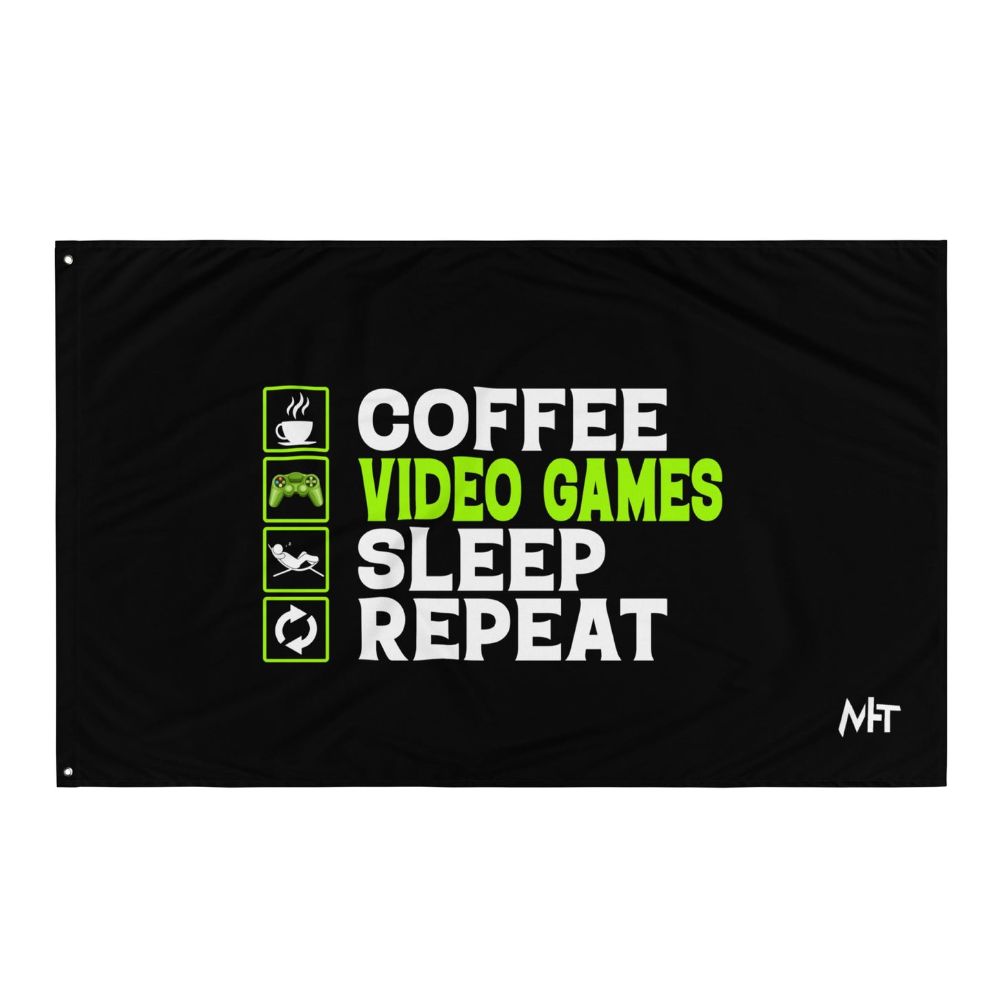 Coffee, Video Games, Sleep, Repeat Flag by DarkByteGear