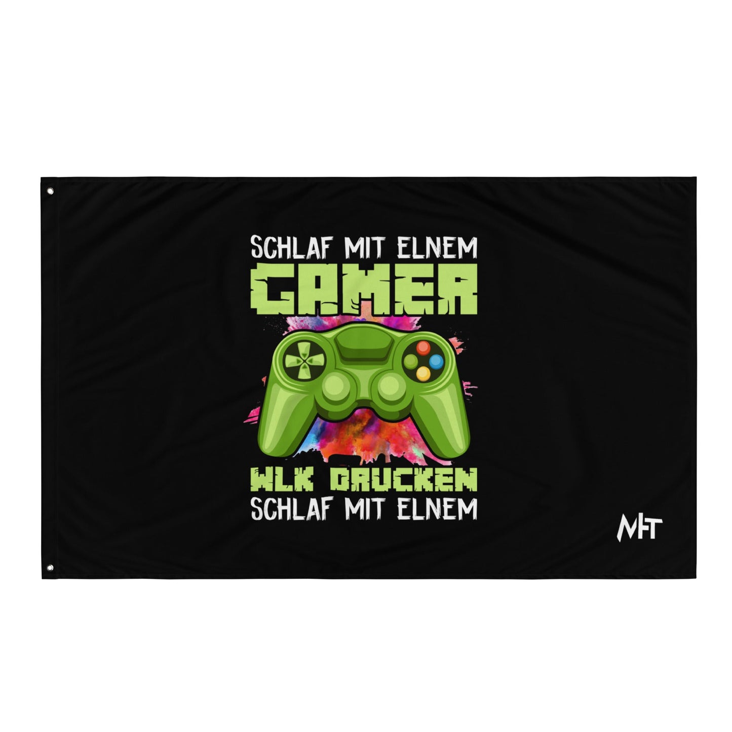 Schlaf Mit Elnem Gamer Drucken - Flag by DarkByteGear