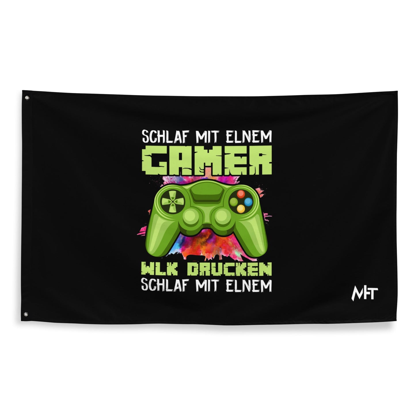 Schlaf Mit Elnem Gamer Drucken - Flag by DarkByteGear