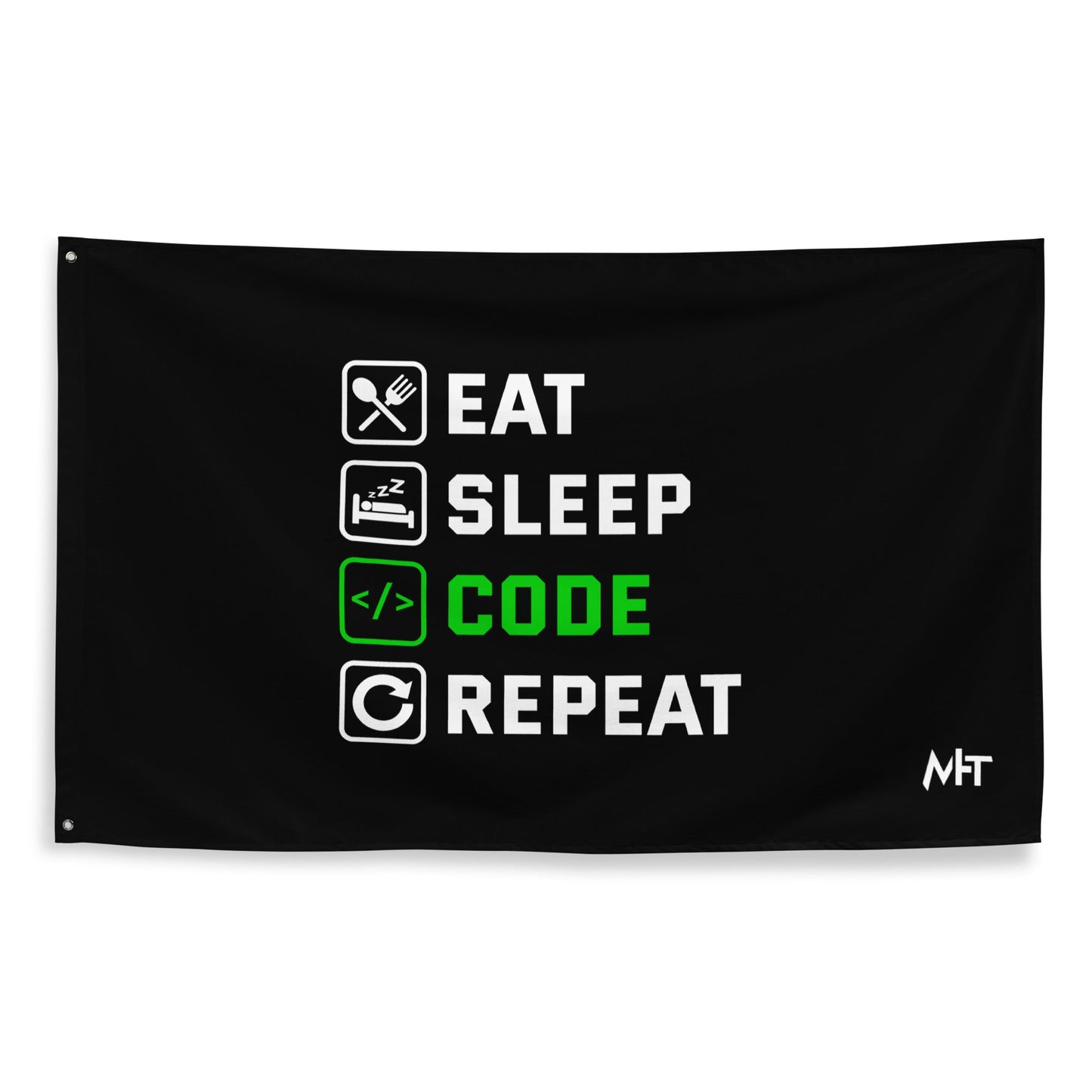 Eat Sleep Code Repeat ( Green Text ) - Unisex t-shirt by DarkByteGear