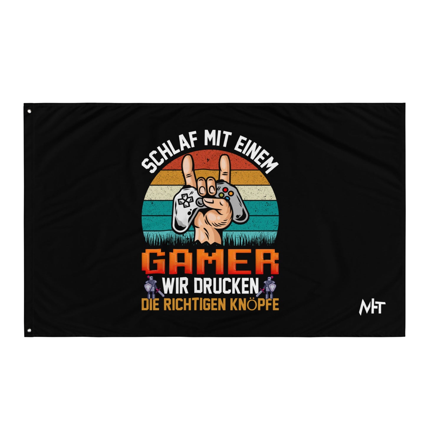 SCHLAF MIT EINEM GAMER WIR DRUCKEN DIE RICHTIGEN KNOPFE - Flag by DarkByteGear