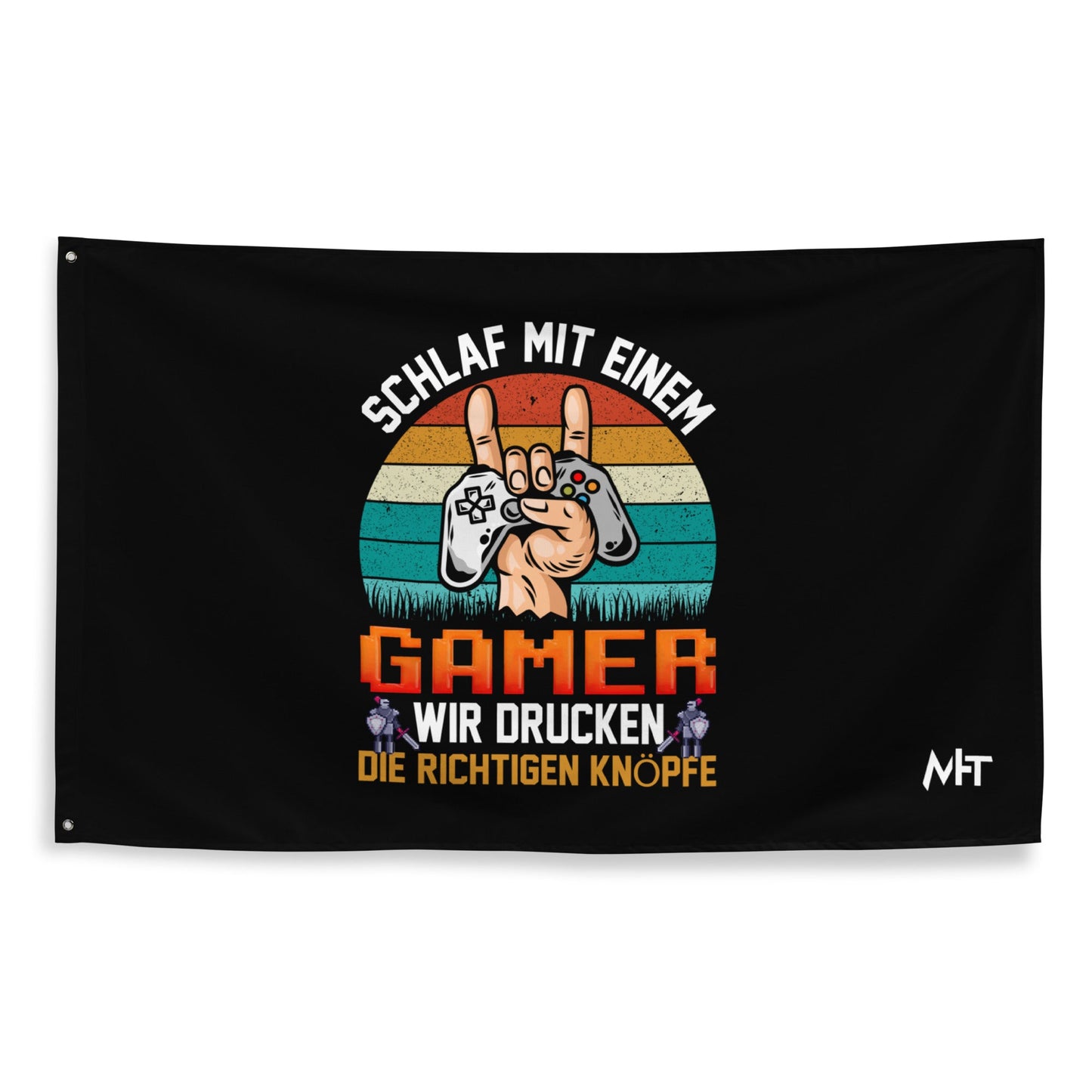SCHLAF MIT EINEM GAMER WIR DRUCKEN DIE RICHTIGEN KNOPFE - Flag by DarkByteGear