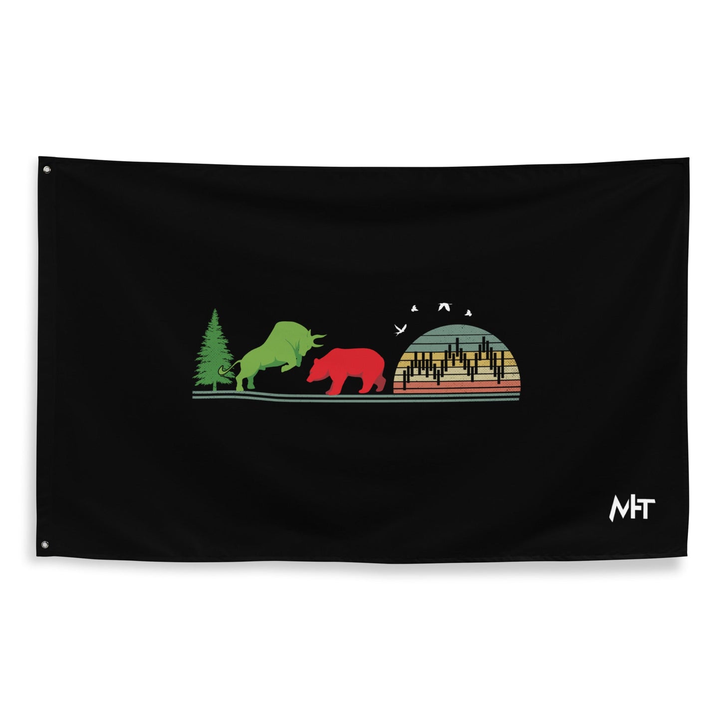 Pine tree Green Bull Read Bear Trading - Flag by DarkByteGear