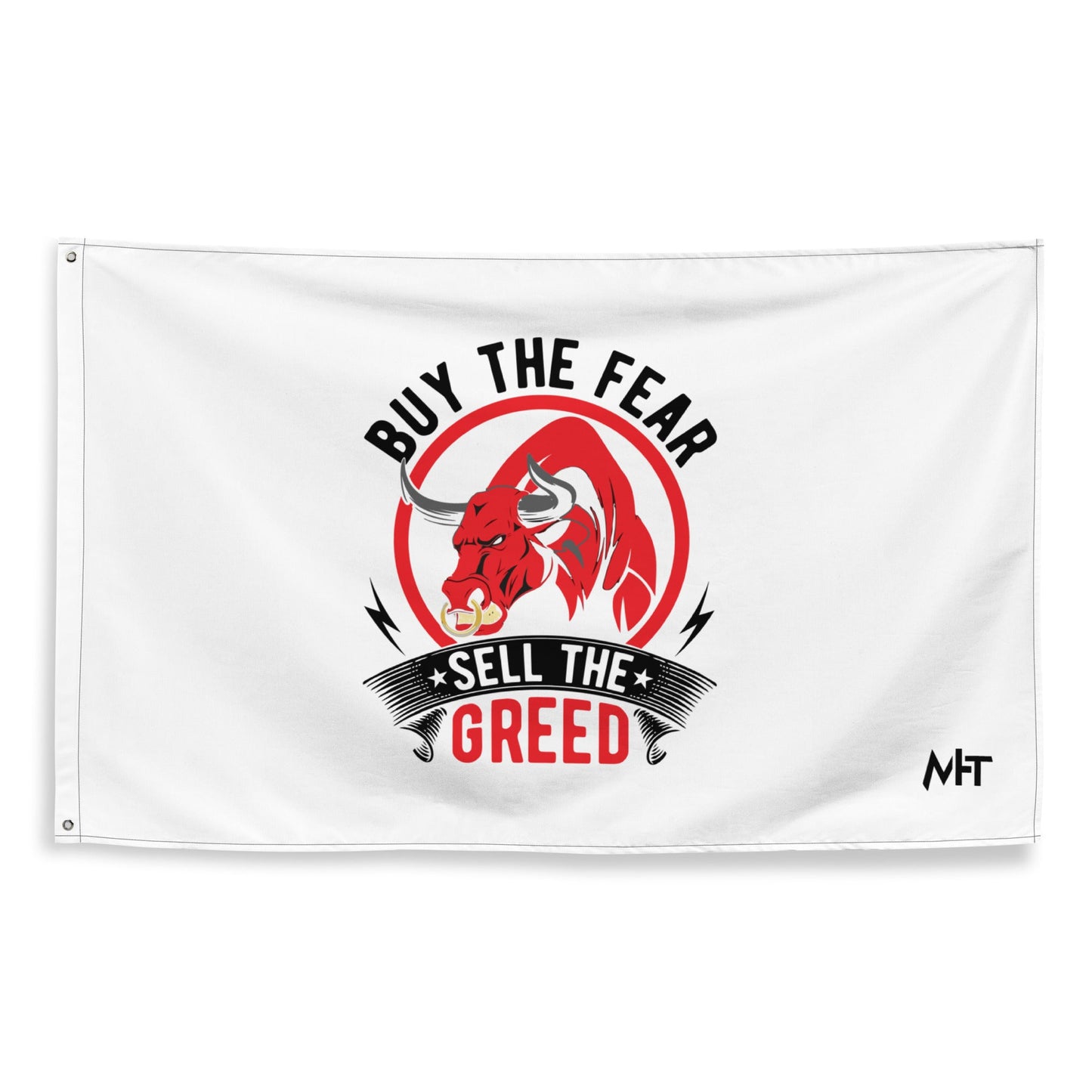 Buy the Fear; Sell the Greed in Dark Text - Flag by DarkByteGear
