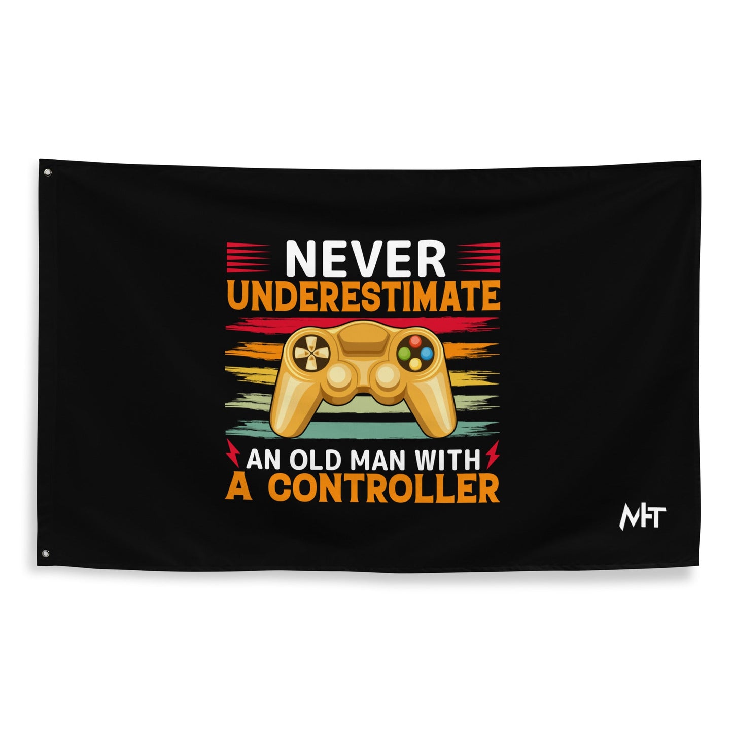 Never Underestimate an old man with a controller - Flag by DarkByteGear