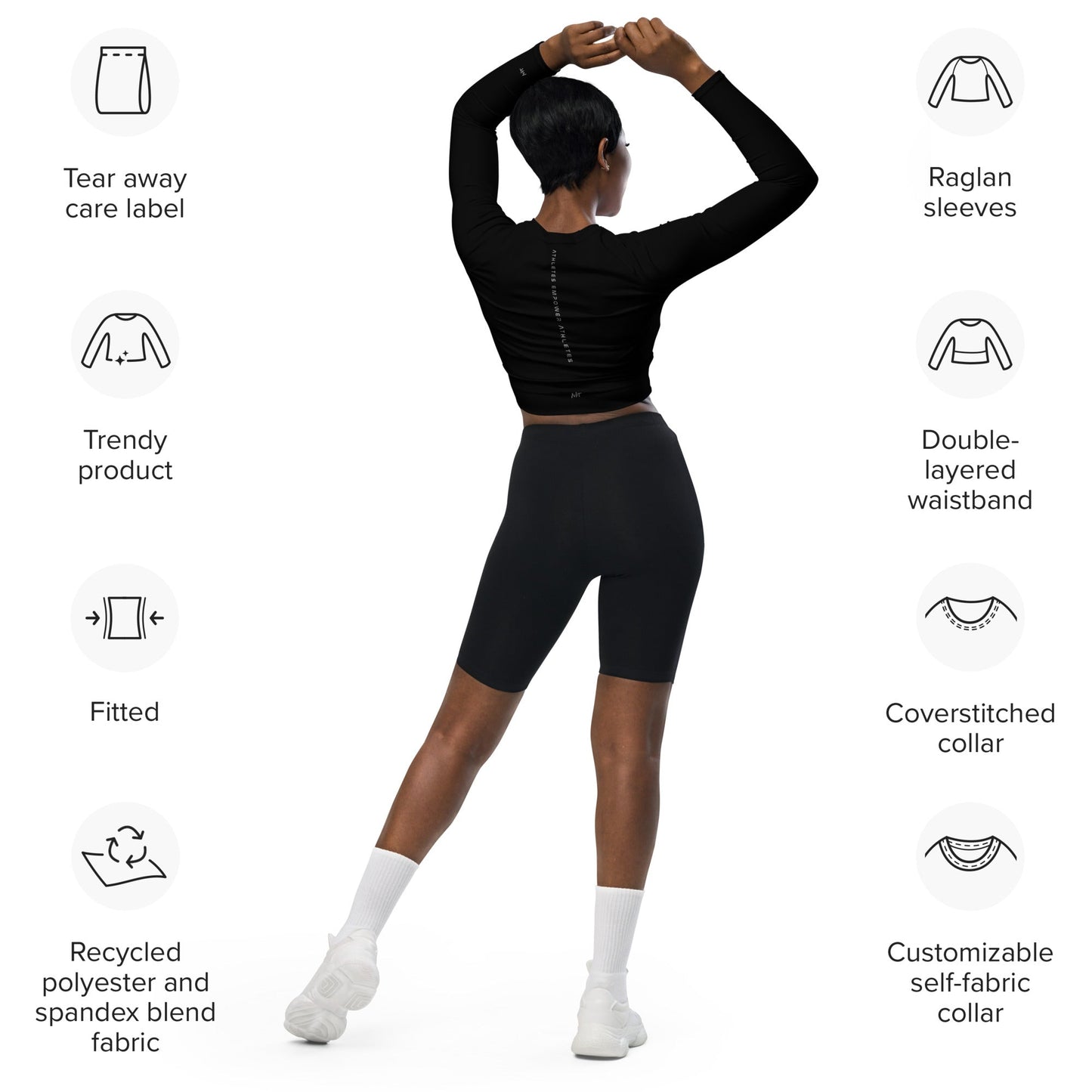 Athletes Empower Athletes - Long-sleeve crop top by DarkByteGear