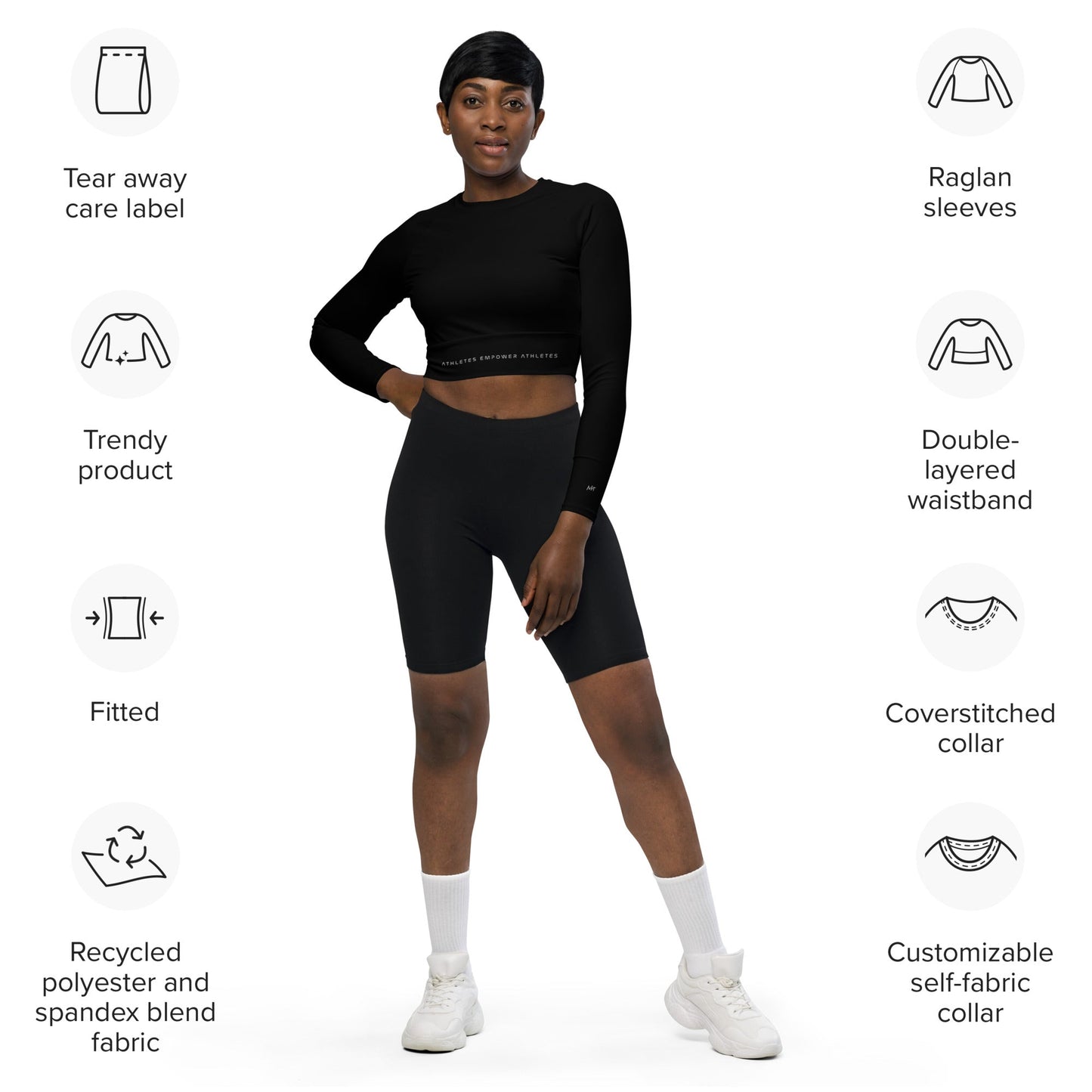 Athletes Empower Athletes - Long-sleeve crop top by DarkByteGear