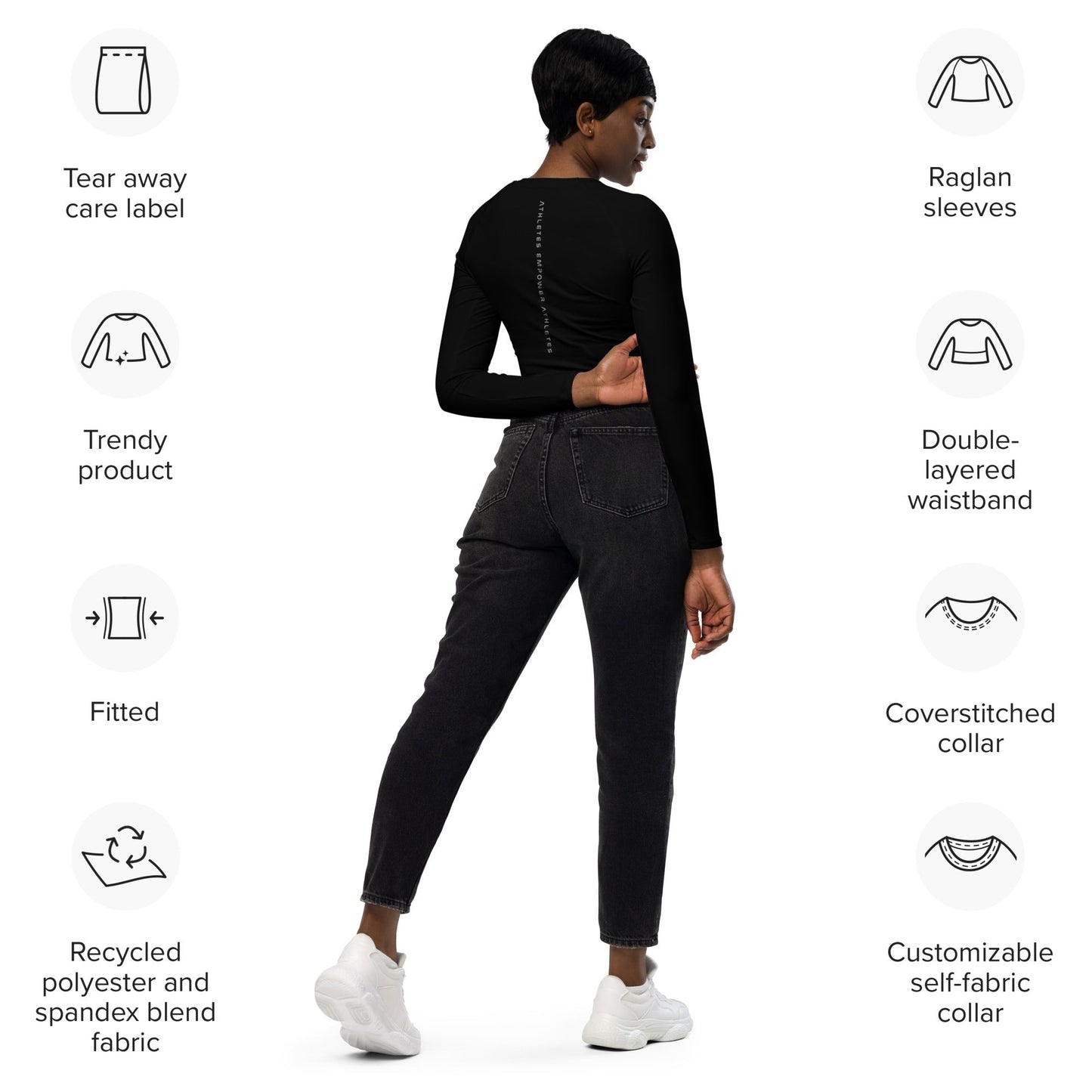 Athletes Empower Athletes - Long-sleeve crop top by DarkByteGear