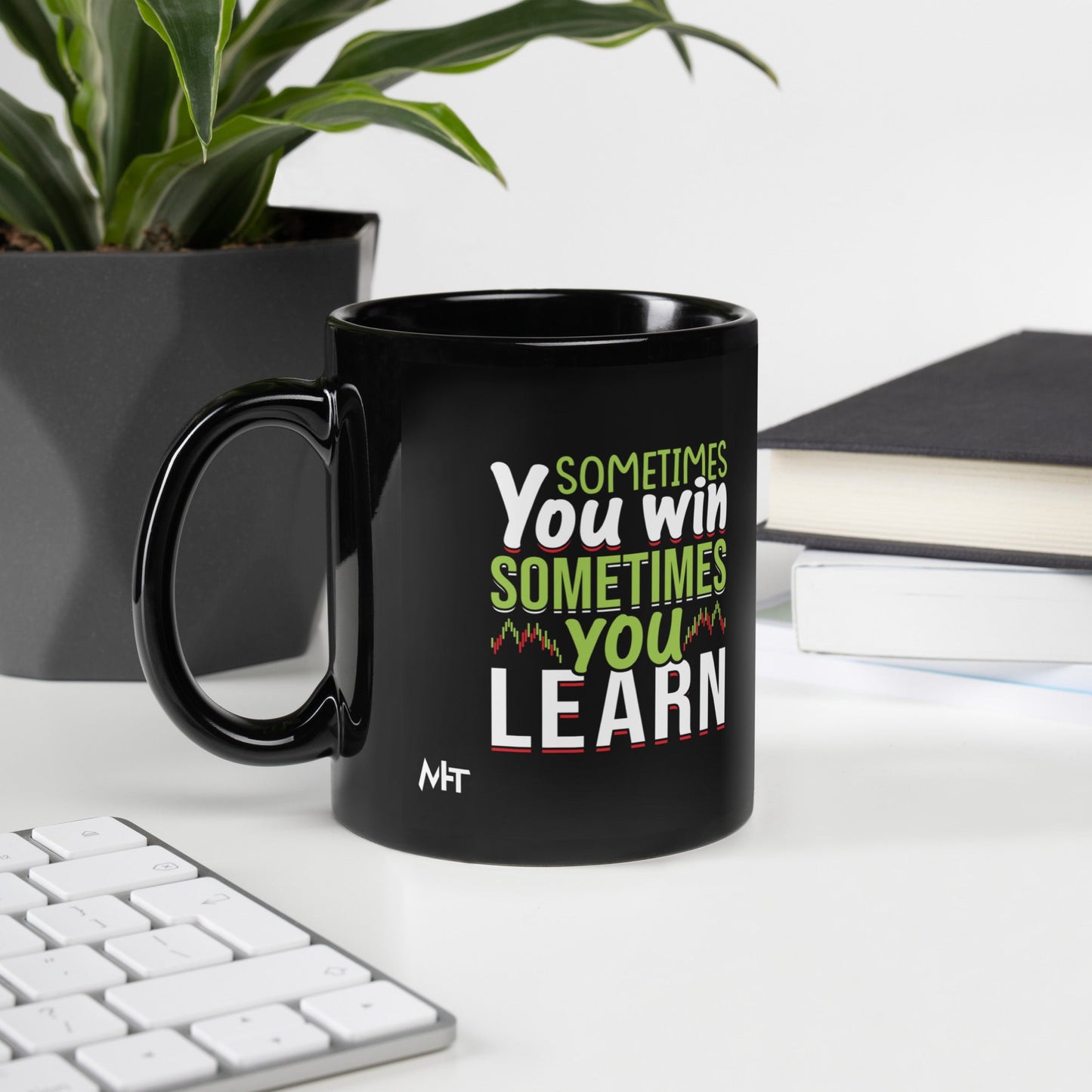 Sometimes you Win, sometimes you Learn - Black Glossy Mug by DarkByteGear
