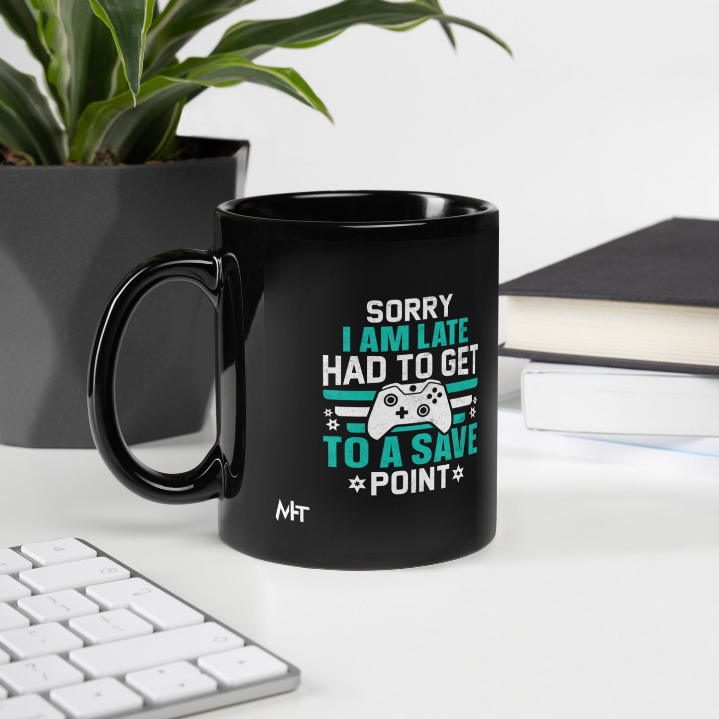 Sorry I am late, I Have to Get to a Save Point ( RK ) - Black Glossy Mug by DarkByteGear