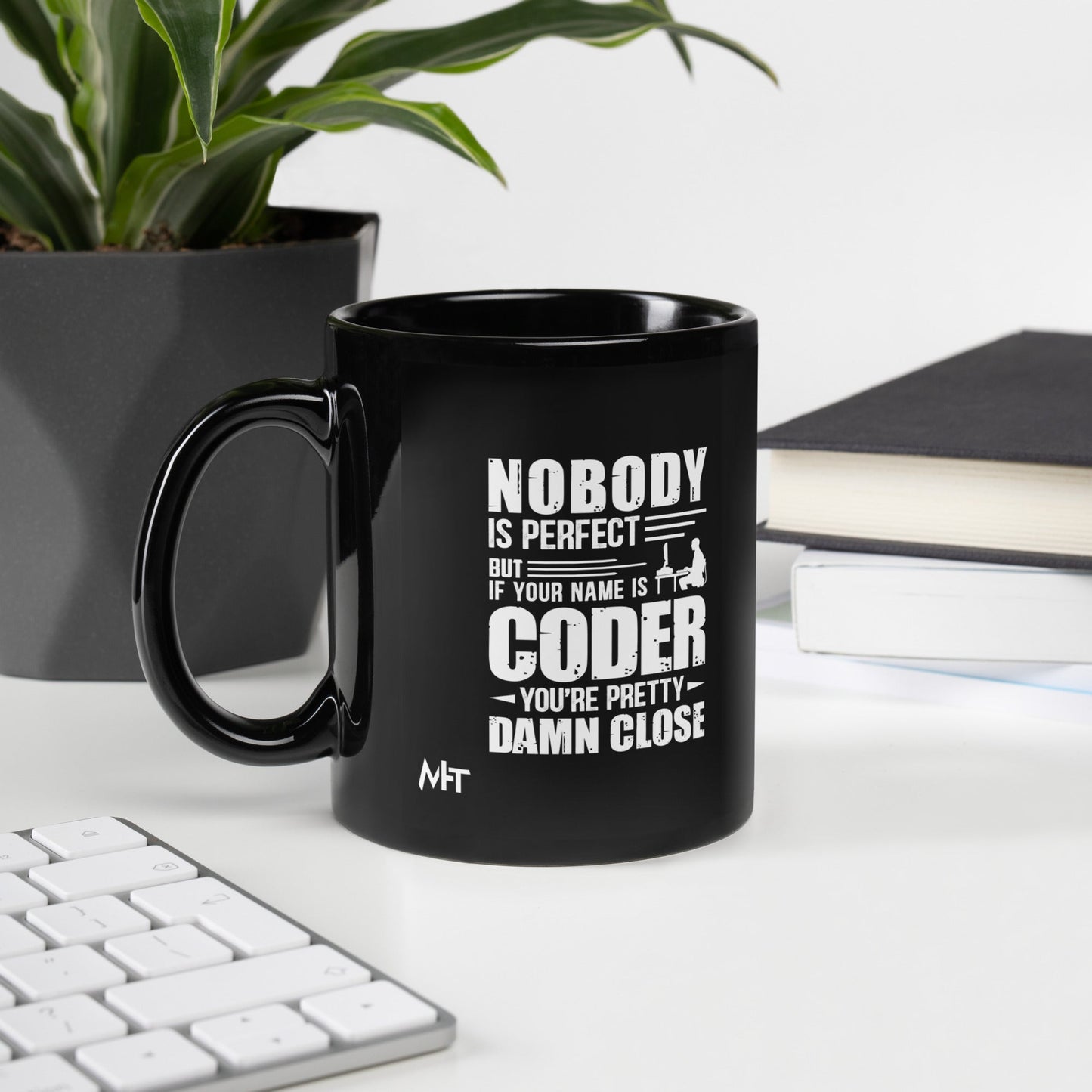 Coder Close to Perfect - Black Glossy Mug by DarkByteGear