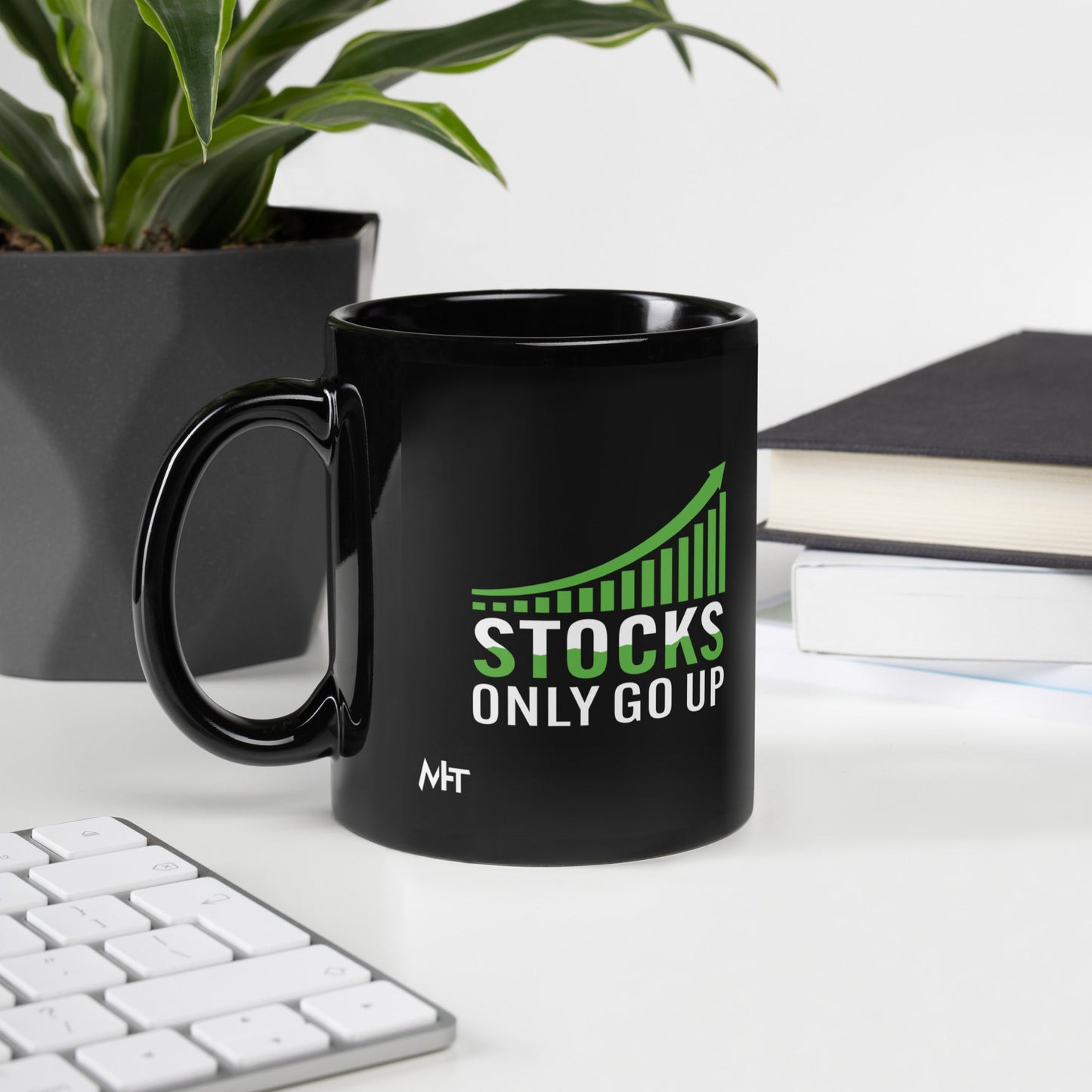 Stocks only Go up - Black Glossy Mug by DarkByteGear