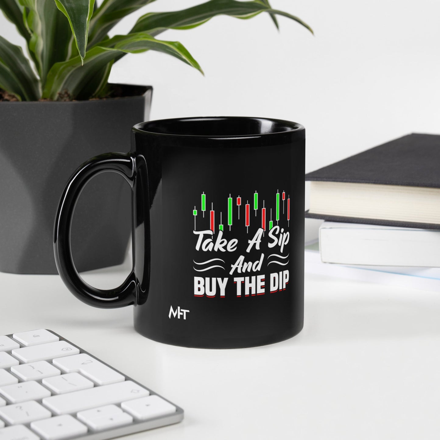 Take a Sip and Buy the Dip - Black Glossy Mug by DarkByteGear