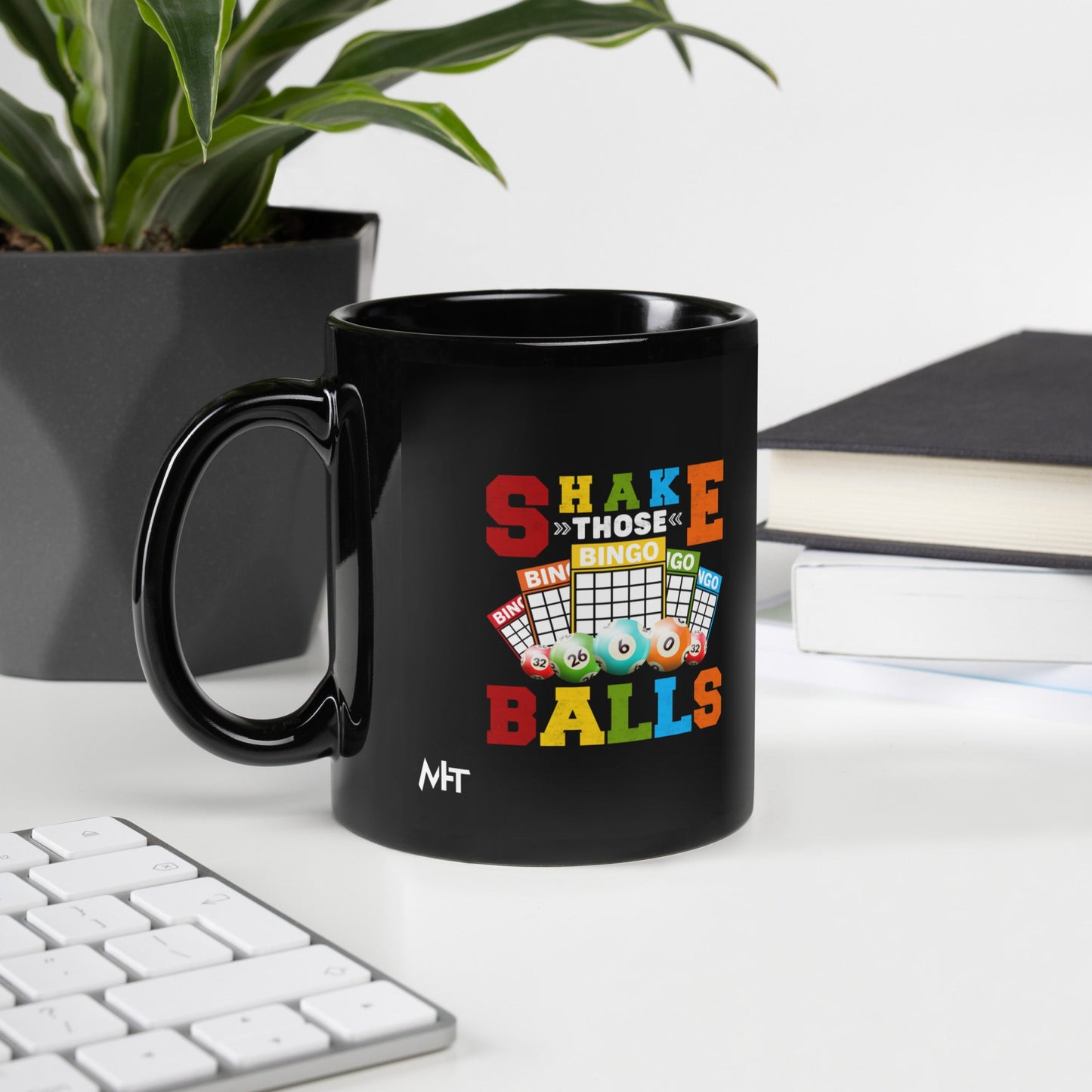 Shake those Bingo Balls - Black Glossy Mug by DarkByteGear