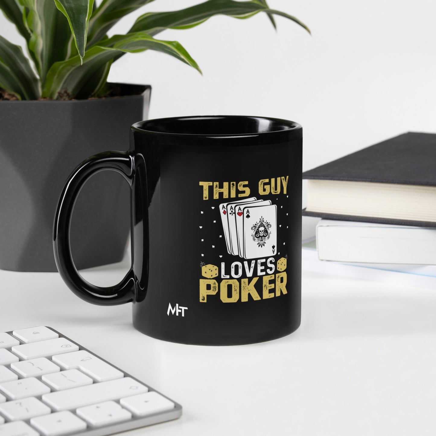 This Guy Loves Poker - Black Glossy Mug by DarkByteGear
