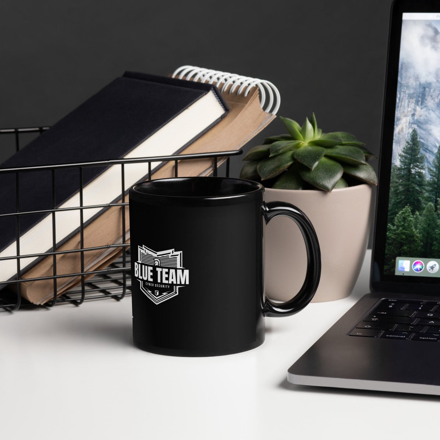 Cyber Security Blue Team V1 - Black Glossy Mug by DarkByteGear
