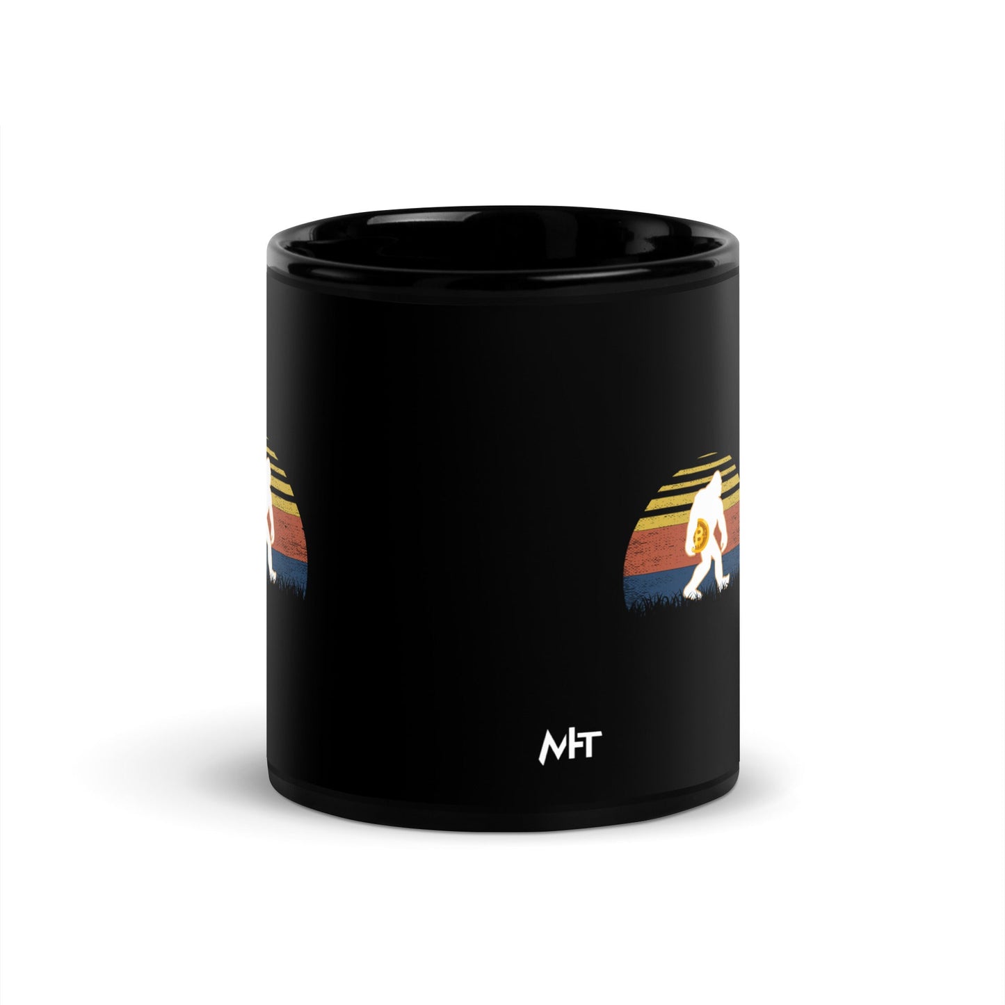 Retro Bitcoin - Black Glossy Mug by DarkByteGear