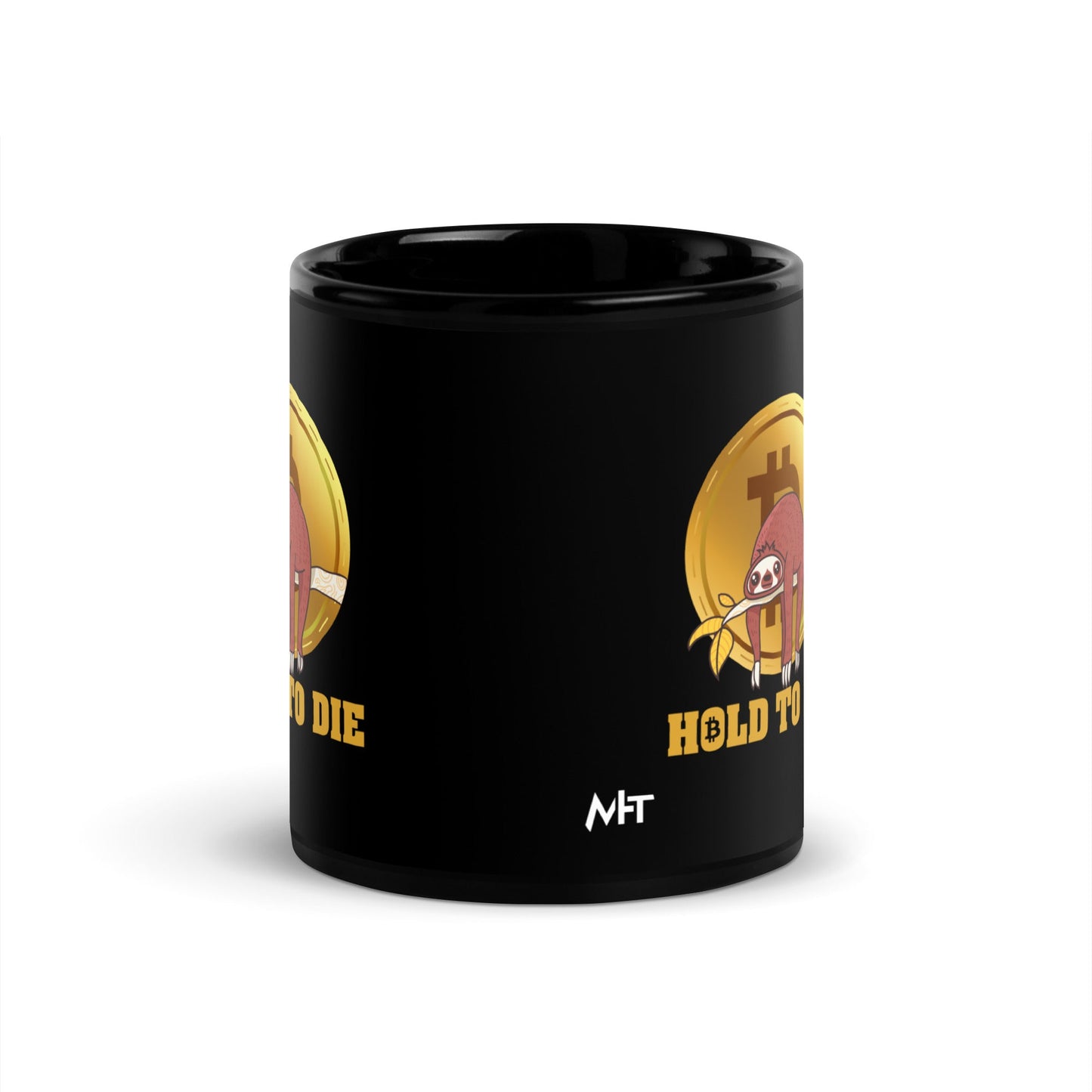 Bitcoin: Hold to Die - Black Glossy Mug by DarkByteGear