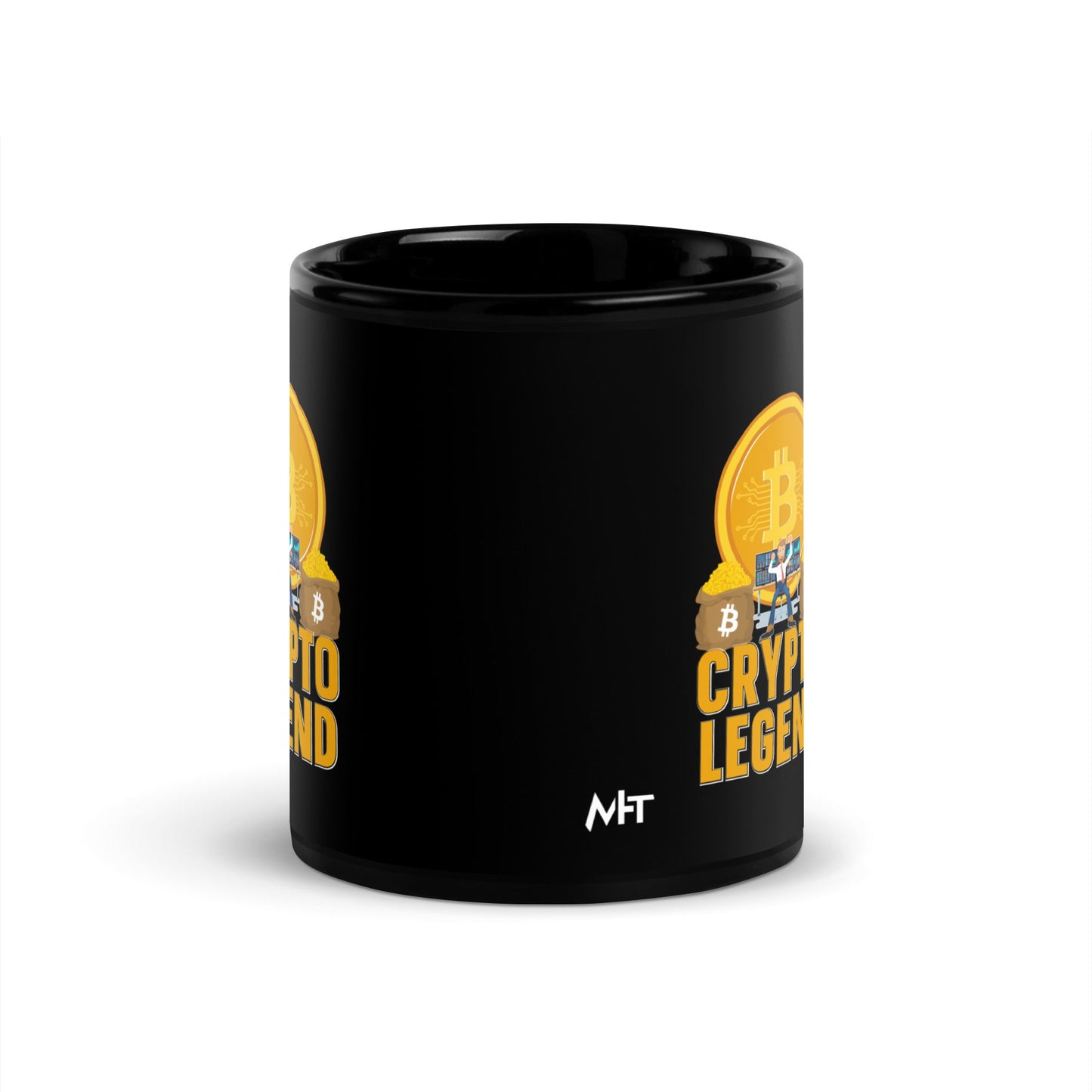 Bitcoin Legend - Black Glossy Mug by DarkByteGear
