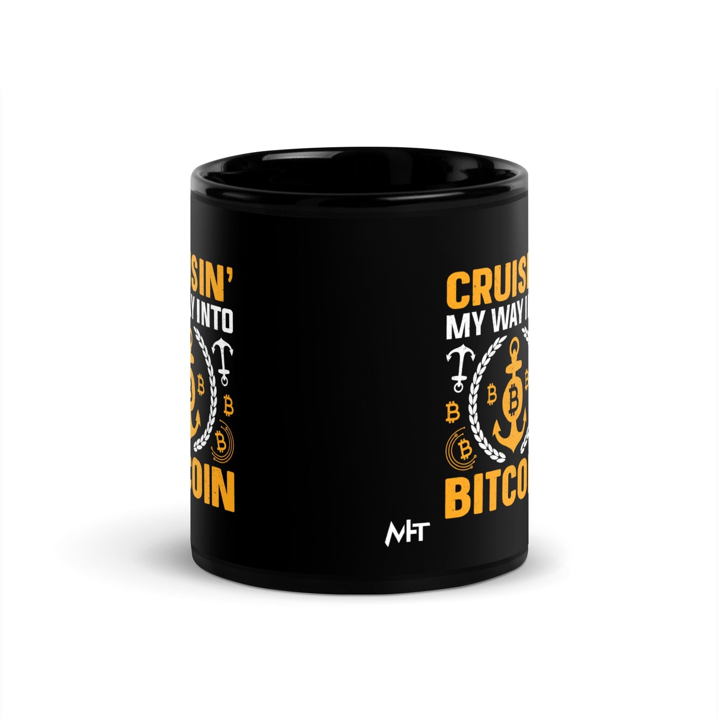 Cruising My Way into Bitcoin - Black Glossy Mug by DarkByteGear
