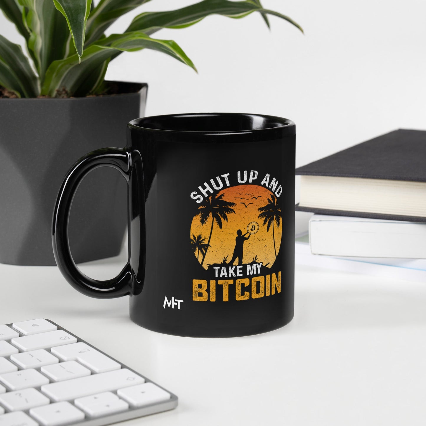 Shut Up and Take my Bitcoin - Black Glossy Mug by DarkByteGear