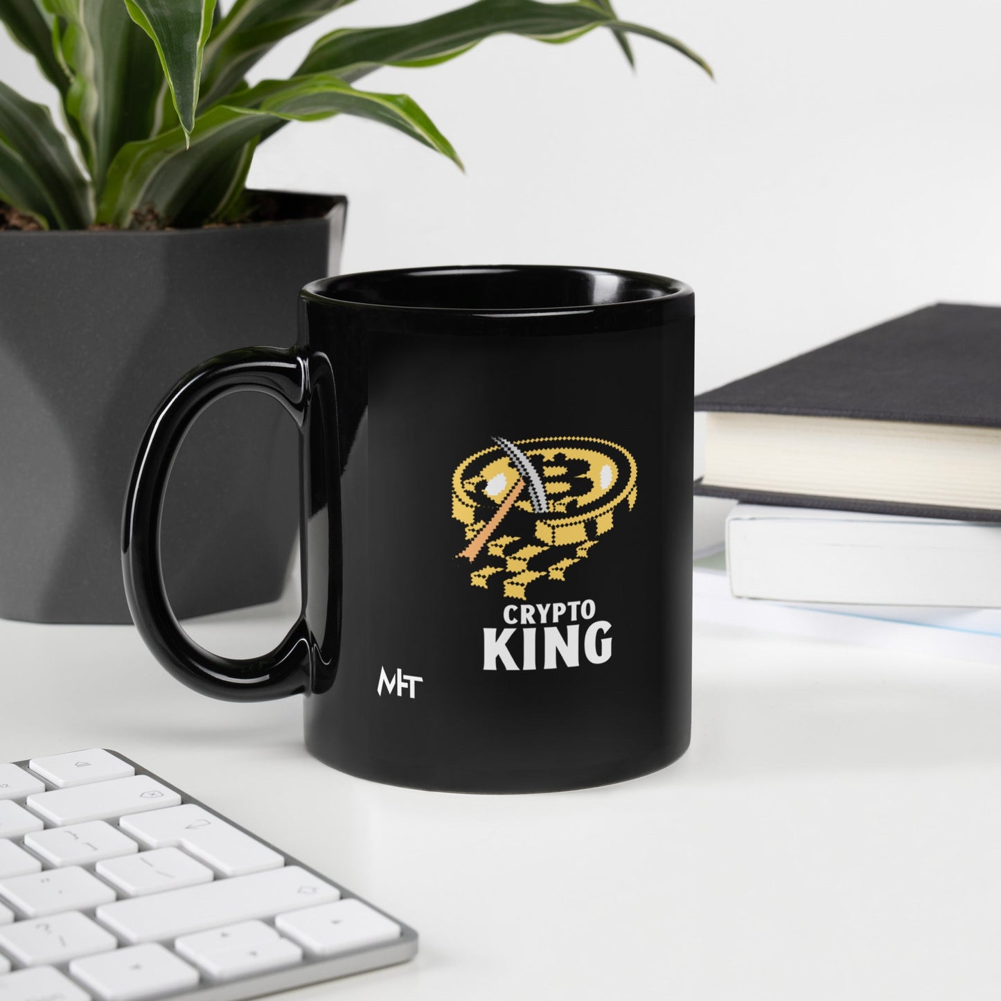 Crypto King - Black Glossy Mug by DarkByteGear