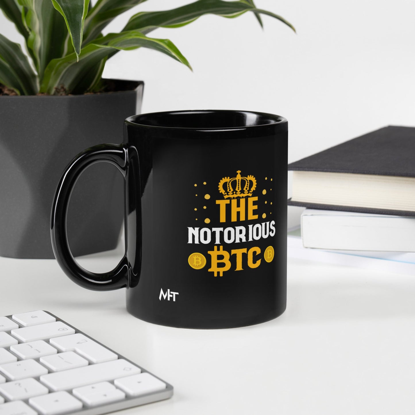 The Notorious Bitcoin - Black Glossy Mug by DarkByteGear