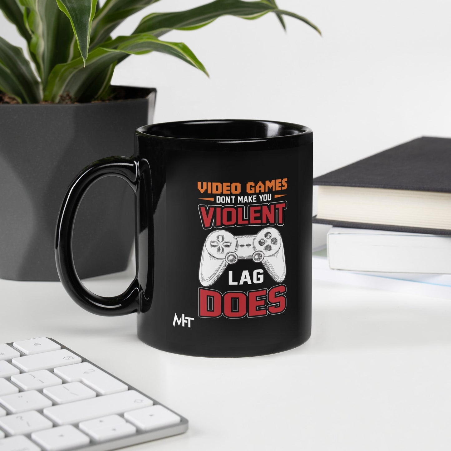 Video Games don't Make you Violent, but Lag does - Black Glossy Mug by DarkByteGear