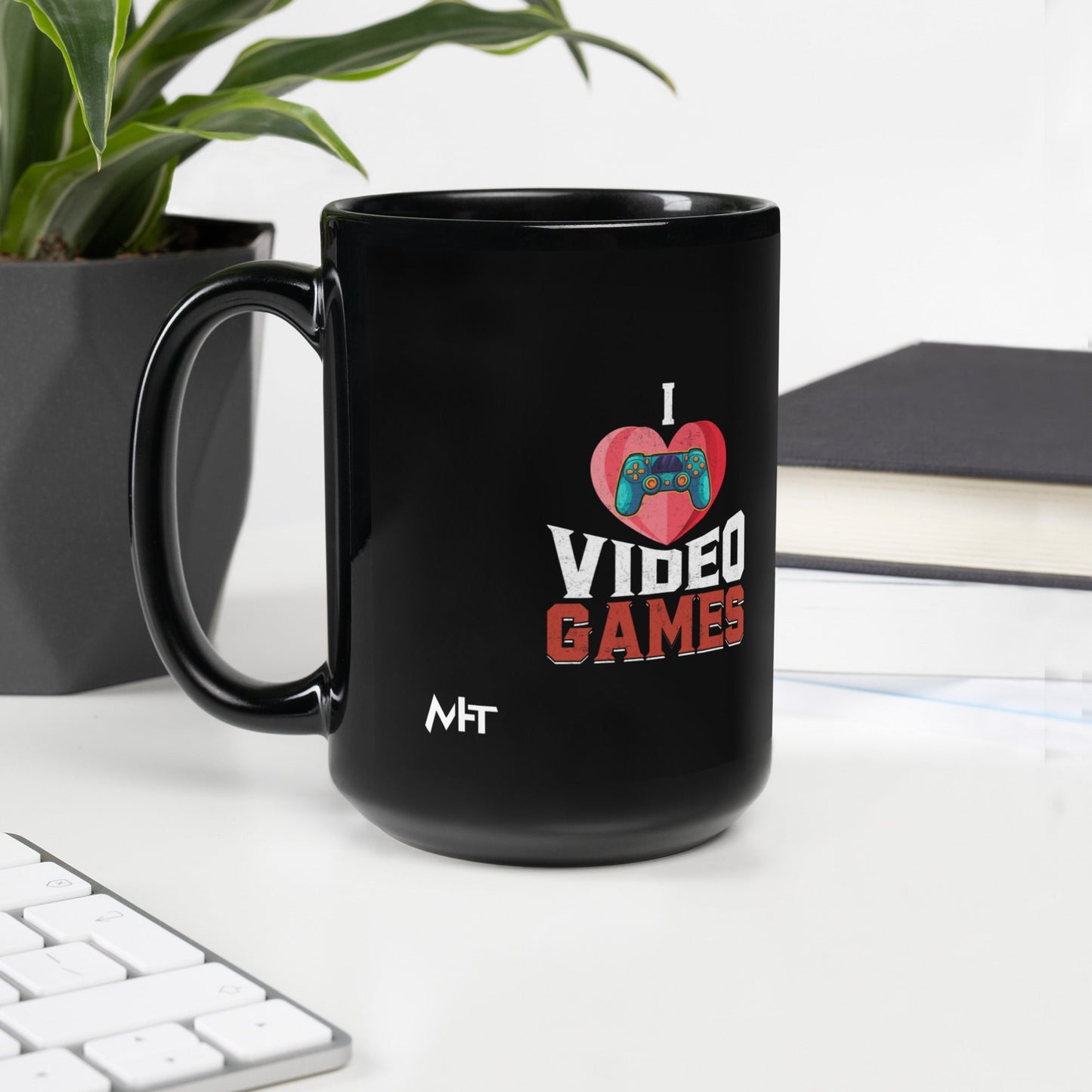 I love Video Games - Black Glossy Mug by DarkByteGear